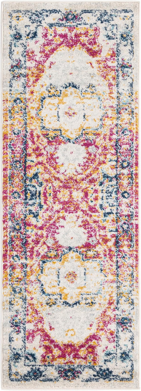 Pink Gray 2' x 6' Madeline Vintage Runner Area Rug 100% Polypropylene Distressed Traditional Carpet for Classic Interior Home Design for Sale at Rug Engine