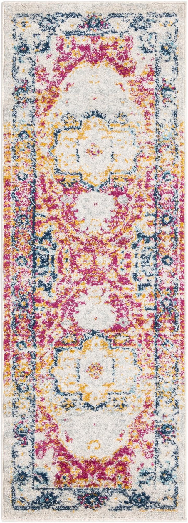 Pink Gray 2' x 6' Madeline Vintage Runner Area Rug 100% Polypropylene Distressed Traditional Carpet for Classic Interior Home Design for Sale at Rug Engine