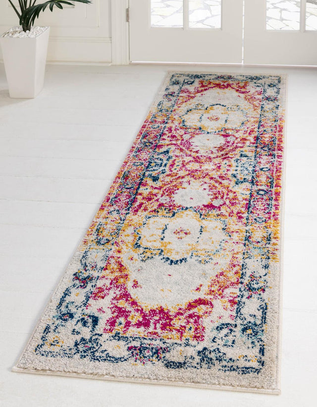 Pink Gray 2' x 9' 10 Madeline Vintage Runner Area Rug 100% Polypropylene Distressed Traditional Carpet for Classic Interior Home Design for Sale at Rug Engine