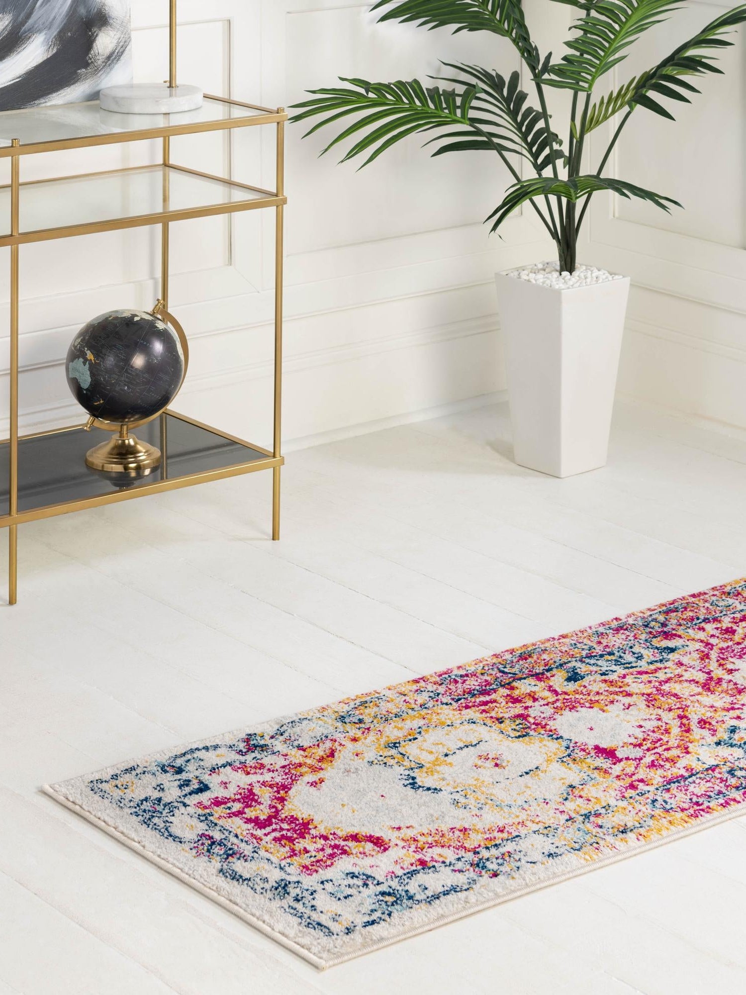 Pink Gray 2' 11 x 16' Madeline Vintage Runner Area Rug 100% Polypropylene Distressed Traditional Carpet for Classic Interior Home Design for Sale at Rug Engine