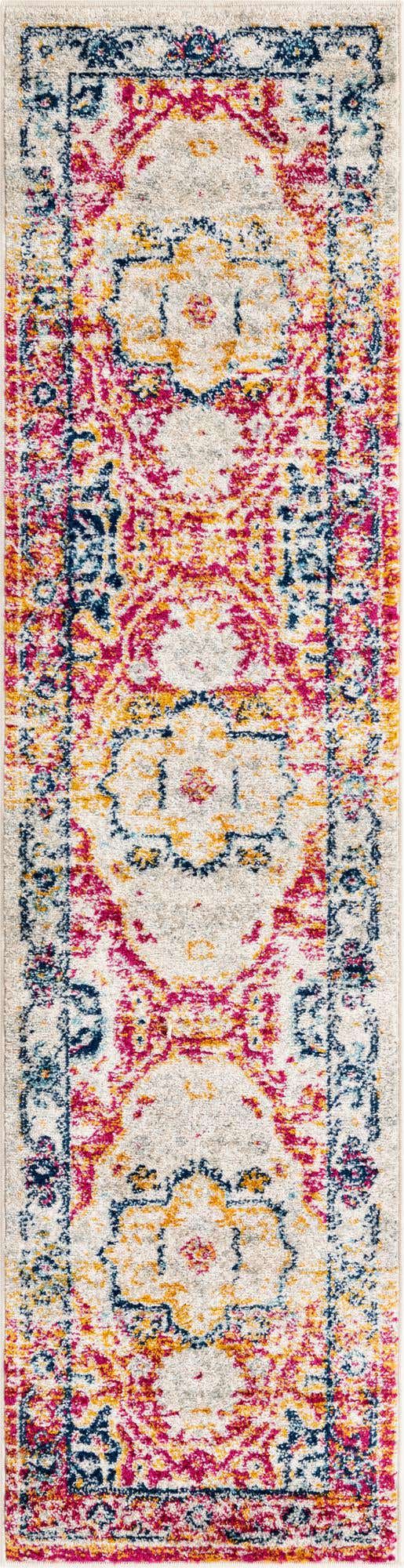 Pink Gray 2' x 8' Madeline Vintage Runner Area Rug 100% Polypropylene Distressed Traditional Carpet for Classic Interior Home Design for Sale at Rug Engine