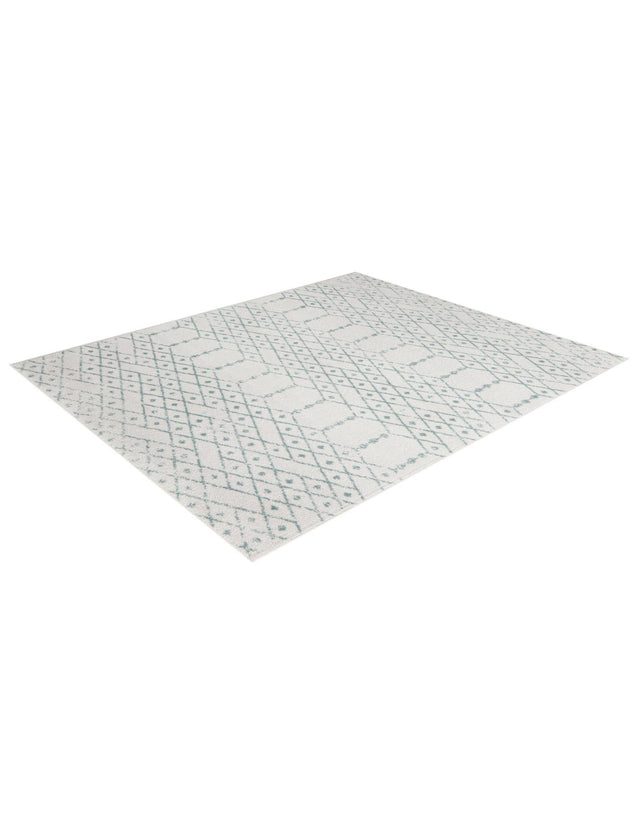Ivory Aqua 10' x 14' Paxon Trellis Rectangle Area Rug Geometric Durable Stain Resistant Easy Clean Carpet for Modern Interior Home Decor for Sale at Rug Engine