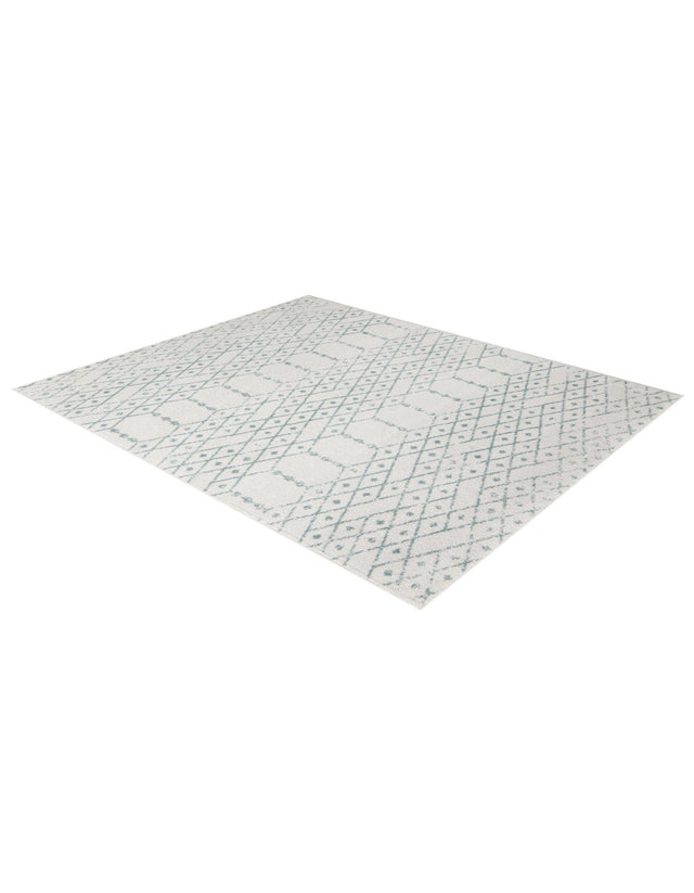 Ivory Aqua 10' x 14' Paxon Trellis Rectangle Area Rug Geometric Durable Stain Resistant Easy Clean Carpet for Modern Interior Home Decor for Sale at Rug Engine