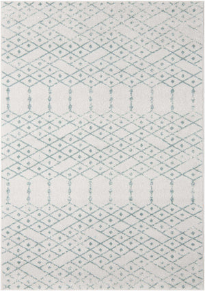 Ivory Aqua 10' x 14' Paxon Trellis Rectangle Area Rug Geometric Durable Stain Resistant Easy Clean Carpet for Modern Interior Home Decor for Sale at Rug Engine