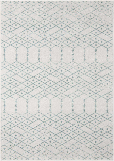 Ivory Aqua 10' x 14' Paxon Trellis Rectangle Area Rug Geometric Durable Stain Resistant Easy Clean Carpet for Modern Interior Home Decor for Sale at Rug Engine