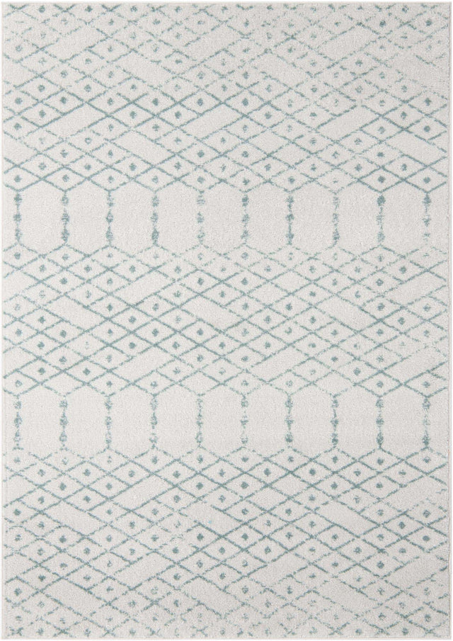Ivory Aqua 10' x 14' Paxon Trellis Rectangle Area Rug Geometric Durable Stain Resistant Easy Clean Carpet for Modern Interior Home Decor for Sale at Rug Engine