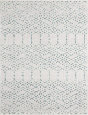Ivory Aqua 10' x 13' Paxon Trellis Rectangle Area Rug Geometric Durable Stain Resistant Easy Clean Carpet for Modern Interior Home Decor for Sale at Rug Engine