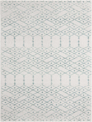 Ivory Aqua 9' x 12' Paxon Trellis Rectangle Area Rug Geometric Durable Stain Resistant Easy Clean Carpet for Modern Interior Home Decor for Sale at Rug Engine