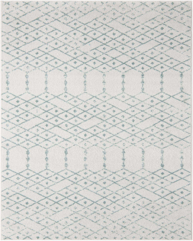 Ivory Aqua 7' 10 x 10' Paxon Trellis Rectangle Area Rug Geometric Durable Stain Resistant Easy Clean Carpet for Modern Interior Home Decor for Sale at Rug Engine