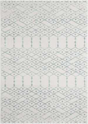 Ivory Aqua 7' x 10' Paxon Trellis Rectangle Area Rug Geometric Durable Stain Resistant Easy Clean Carpet for Modern Interior Home Decor for Sale at Rug Engine