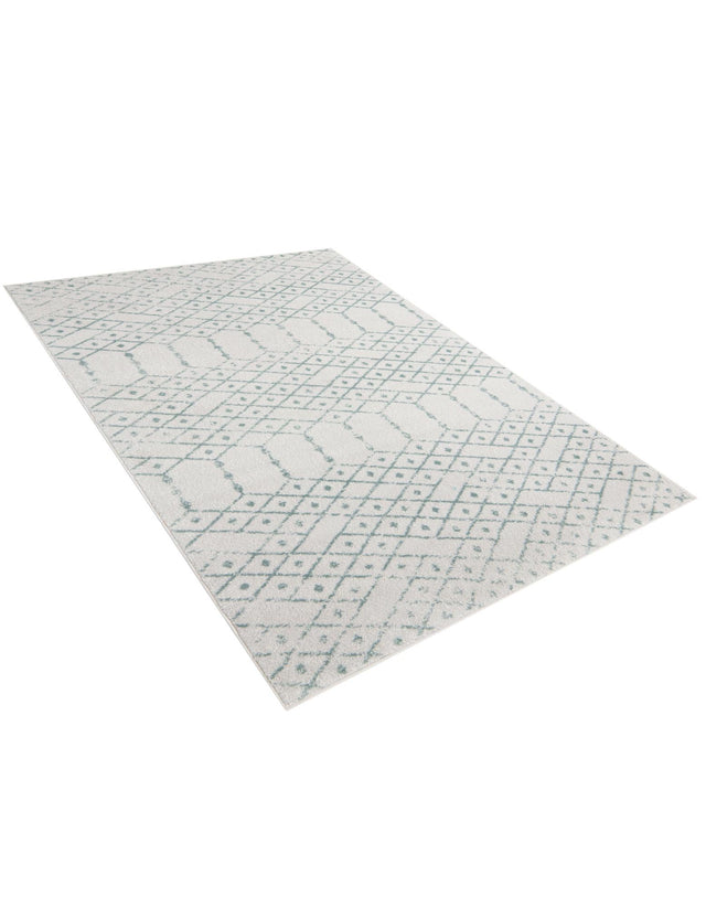 Ivory Aqua 5' 3 x 8' Paxon Trellis Rectangle Area Rug Geometric Durable Stain Resistant Easy Clean Carpet for Modern Interior Home Decor for Sale at Rug Engine
