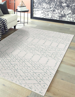 Ivory Aqua 10' x 14' Paxon Trellis Rectangle Area Rug Geometric Durable Stain Resistant Easy Clean Carpet for Modern Interior Home Decor for Sale at Rug Engine