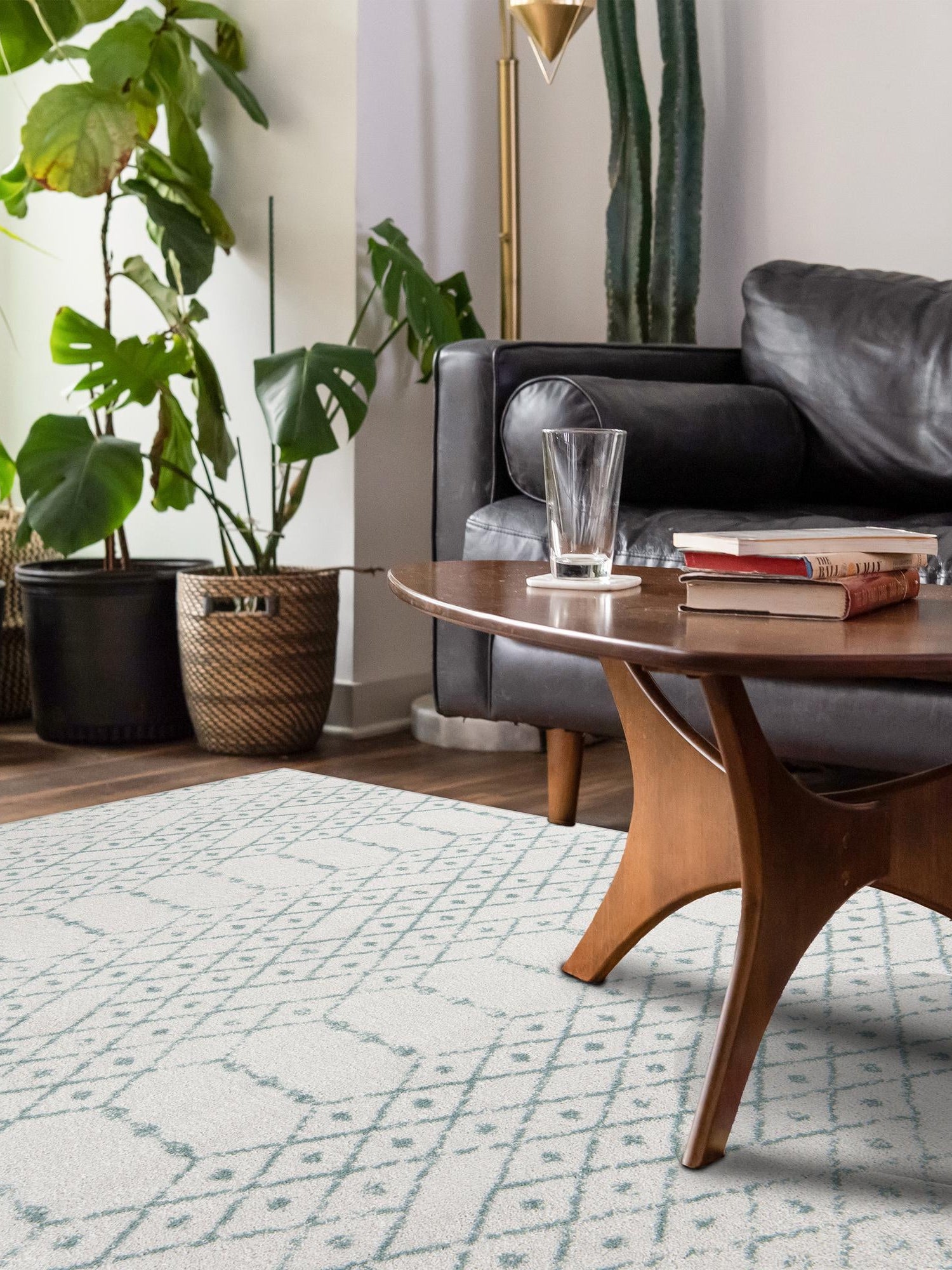 Ivory Aqua 2' x 3' Paxon Trellis Rectangle Area Rug Geometric Durable Stain Resistant Easy Clean Carpet for Modern Interior Home Decor for Sale at Rug Engine