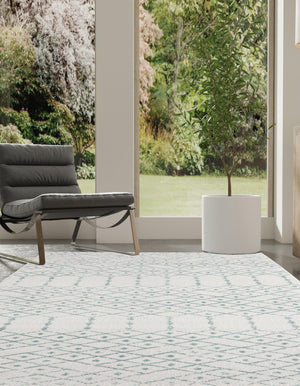 Ivory Aqua 3' 3 x 5' 3 Paxon Trellis Rectangle Area Rug Geometric Durable Stain Resistant Easy Clean Carpet for Modern Interior Home Decor for Sale at Rug Engine