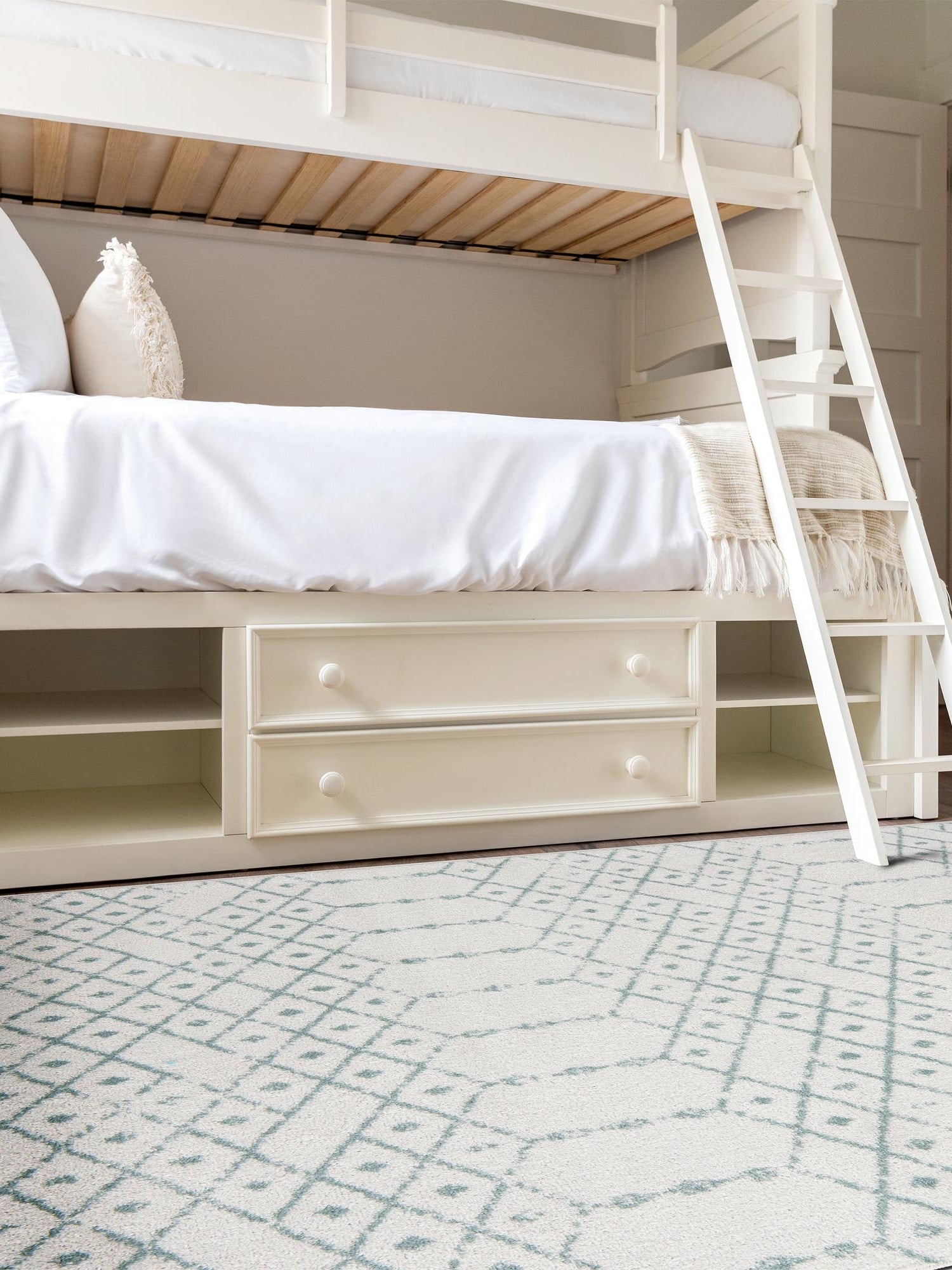 Ivory Aqua 10' x 13' Paxon Trellis Rectangle Area Rug Geometric Durable Stain Resistant Easy Clean Carpet for Modern Interior Home Decor for Sale at Rug Engine