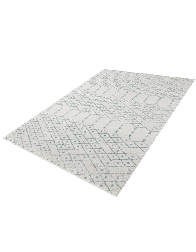 Ivory Aqua 5' 3 x 8' Paxon Trellis Rectangle Area Rug Geometric Durable Stain Resistant Easy Clean Carpet for Modern Interior Home Decor for Sale at Rug Engine