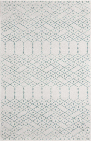Ivory Aqua 5' 3 x 8' Paxon Trellis Rectangle Area Rug Geometric Durable Stain Resistant Easy Clean Carpet for Modern Interior Home Decor for Sale at Rug Engine