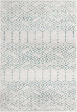 Ivory Aqua 4' x 6' Paxon Trellis Rectangle Area Rug Geometric Durable Stain Resistant Easy Clean Carpet for Modern Interior Home Decor for Sale at Rug Engine
