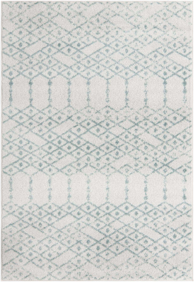 Ivory Aqua 4' x 6' Paxon Trellis Rectangle Area Rug Geometric Durable Stain Resistant Easy Clean Carpet for Modern Interior Home Decor for Sale at Rug Engine