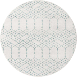 Ivory Aqua 7' 10 x 7' 10 Paxon Trellis Round Area Rug Geometric Durable Stain Resistant Easy Clean Carpet for Modern Interior Home Decor for Sale at Rug Engine