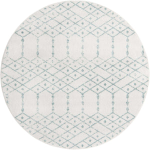 Ivory Aqua 5' 3 x 5' 3 Paxon Trellis Round Area Rug Geometric Durable Stain Resistant Easy Clean Carpet for Modern Interior Home Decor for Sale at Rug Engine