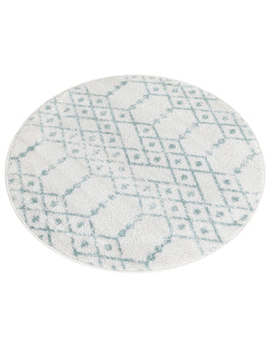 Ivory Aqua 3' x 3' Paxon Trellis Round Area Rug Geometric Durable Stain Resistant Easy Clean Carpet for Modern Interior Home Decor for Sale at Rug Engine
