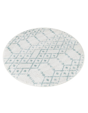 Ivory Aqua 3' x 3' Paxon Trellis Round Area Rug Geometric Durable Stain Resistant Easy Clean Carpet for Modern Interior Home Decor for Sale at Rug Engine