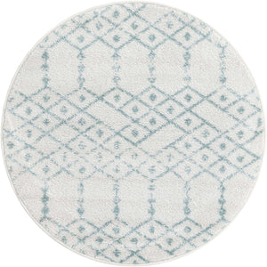 Ivory Aqua 3' x 3' Paxon Trellis Round Area Rug Geometric Durable Stain Resistant Easy Clean Carpet for Modern Interior Home Decor for Sale at Rug Engine