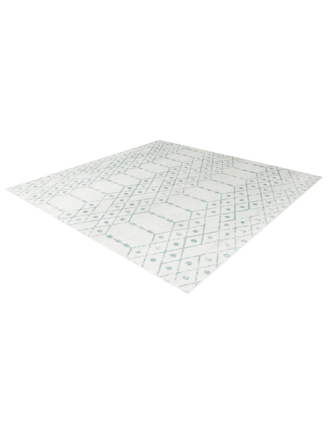 Ivory Aqua 7' 10 x 7' 10 Paxon Trellis Square Area Rug Geometric Durable Stain Resistant Easy Clean Carpet for Modern Interior Home Decor for Sale at Rug Engine