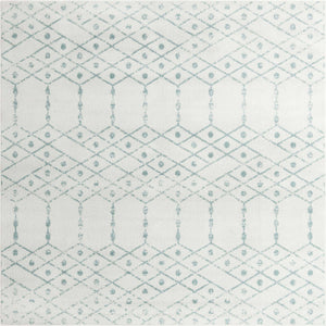 Ivory Aqua 7' 10 x 7' 10 Paxon Trellis Square Area Rug Geometric Durable Stain Resistant Easy Clean Carpet for Modern Interior Home Decor for Sale at Rug Engine