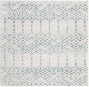 Ivory Aqua 4' x 4' Paxon Trellis Square Area Rug Geometric Durable Stain Resistant Easy Clean Carpet for Modern Interior Home Decor for Sale at Rug Engine