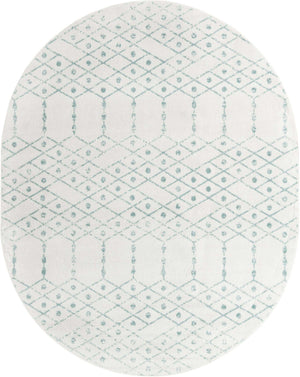 Ivory Aqua 7' 10 x 10' Paxon Trellis Oval Area Rug Geometric Durable Stain Resistant Easy Clean Carpet for Modern Interior Home Decor for Sale at Rug Engine