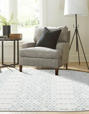 Ivory Aqua 7' 10 x 10' Paxon Trellis Oval Area Rug Geometric Durable Stain Resistant Easy Clean Carpet for Modern Interior Home Decor for Sale at Rug Engine