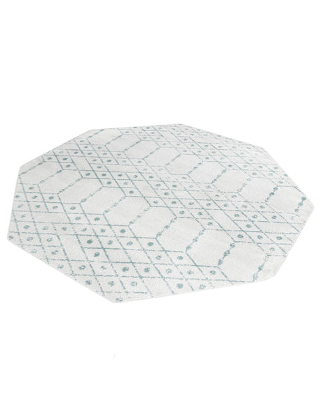 Ivory Aqua 7' 10 x 7' 10 Paxon Trellis Octagon Area Rug Geometric Durable Stain Resistant Easy Clean Carpet for Modern Interior Home Decor for Sale at Rug Engine