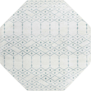 Ivory Aqua 7' 10 x 7' 10 Paxon Trellis Octagon Area Rug Geometric Durable Stain Resistant Easy Clean Carpet for Modern Interior Home Decor for Sale at Rug Engine