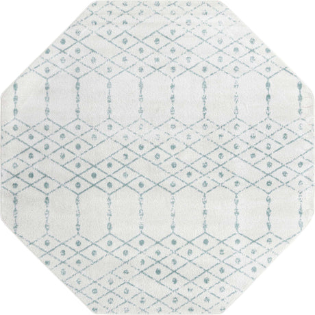 Ivory Aqua 7' 10 x 7' 10 Paxon Trellis Octagon Area Rug Geometric Durable Stain Resistant Easy Clean Carpet for Modern Interior Home Decor for Sale at Rug Engine