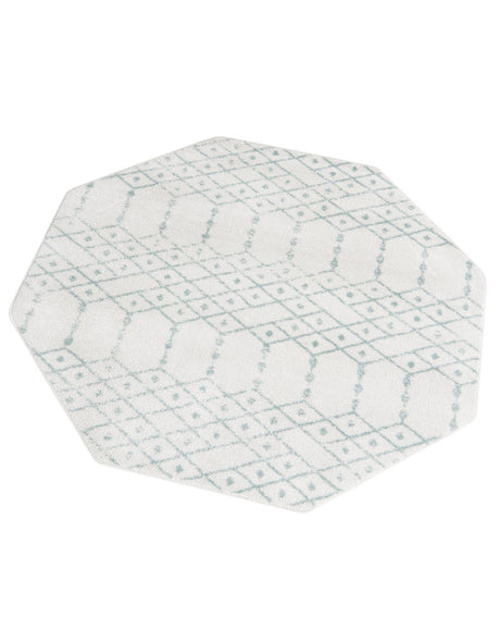 Ivory Aqua 5' 3 x 5' 3 Paxon Trellis Octagon Area Rug Geometric Durable Stain Resistant Easy Clean Carpet for Modern Interior Home Decor for Sale at Rug Engine