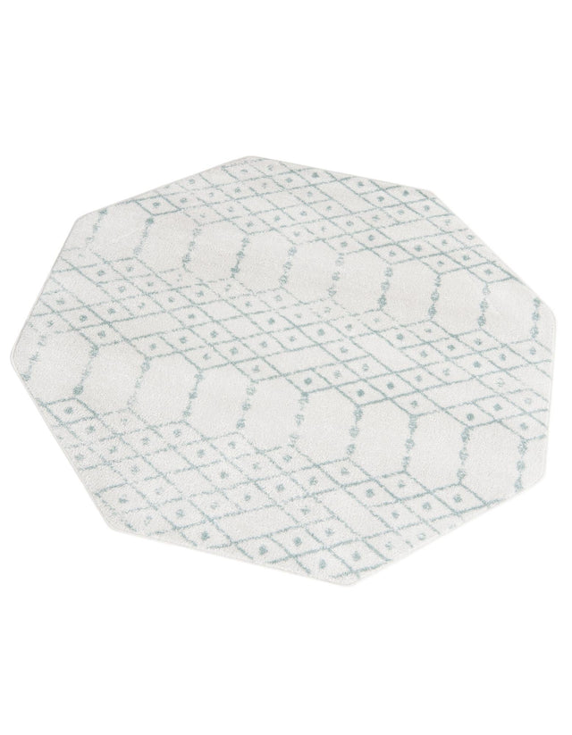 Ivory Aqua 5' 3 x 5' 3 Paxon Trellis Octagon Area Rug Geometric Durable Stain Resistant Easy Clean Carpet for Modern Interior Home Decor for Sale at Rug Engine