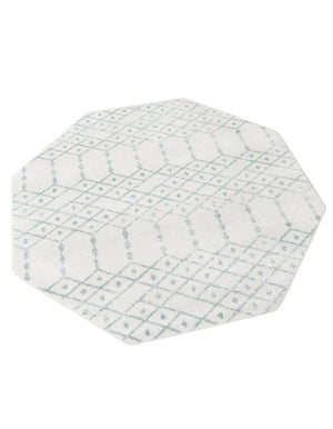 Ivory Aqua 5' 3 x 5' 3 Paxon Trellis Octagon Area Rug Geometric Durable Stain Resistant Easy Clean Carpet for Modern Interior Home Decor for Sale at Rug Engine