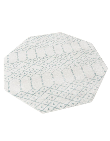 Ivory Aqua 5' 3 x 5' 3 Paxon Trellis Octagon Area Rug Geometric Durable Stain Resistant Easy Clean Carpet for Modern Interior Home Decor for Sale at Rug Engine