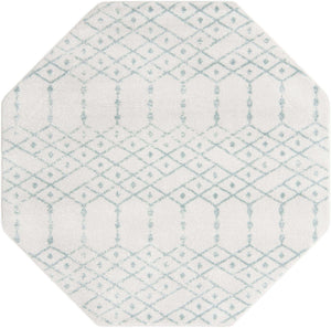 Ivory Aqua 5' 3 x 5' 3 Paxon Trellis Octagon Area Rug Geometric Durable Stain Resistant Easy Clean Carpet for Modern Interior Home Decor for Sale at Rug Engine