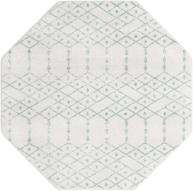 Ivory Aqua 5' 3 x 5' 3 Paxon Trellis Octagon Area Rug Geometric Durable Stain Resistant Easy Clean Carpet for Modern Interior Home Decor for Sale at Rug Engine