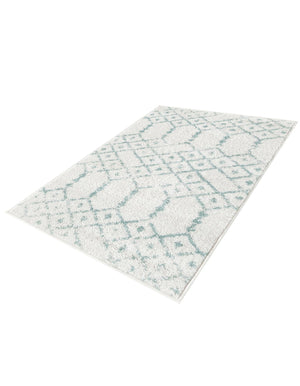 Ivory Aqua 2' x 3' Paxon Trellis Rectangle Area Rug Geometric Durable Stain Resistant Easy Clean Carpet for Modern Interior Home Decor for Sale at Rug Engine