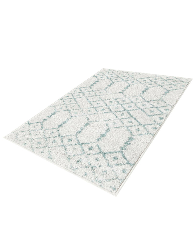 Ivory Aqua 2' x 3' Paxon Trellis Rectangle Area Rug Geometric Durable Stain Resistant Easy Clean Carpet for Modern Interior Home Decor for Sale at Rug Engine