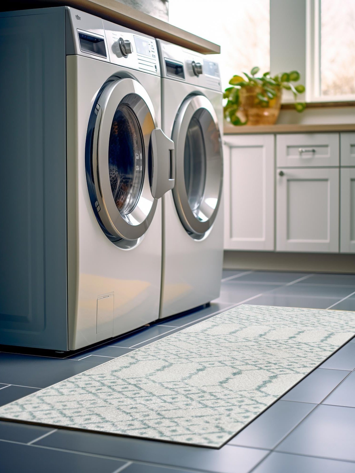 Ivory Aqua 2' x 6' Paxon Trellis Runner Area Rug Geometric Durable Stain Resistant Easy Clean Carpet for Modern Interior Home Decor for Sale at Rug Engine
