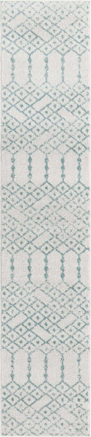Ivory Aqua 2' x 9' 10 Paxon Trellis Runner Area Rug Geometric Durable Stain Resistant Easy Clean Carpet for Modern Interior Home Decor for Sale at Rug Engine