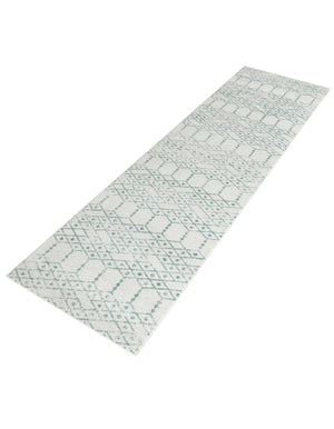 Ivory Aqua 2' 11 x 13' Paxon Trellis Runner Area Rug Geometric Durable Stain Resistant Easy Clean Carpet for Modern Interior Home Decor for Sale at Rug Engine