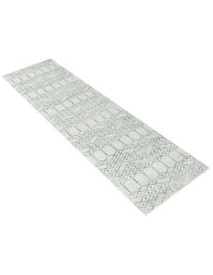 Ivory Aqua 2' 11 x 13' Paxon Trellis Runner Area Rug Geometric Durable Stain Resistant Easy Clean Carpet for Modern Interior Home Decor for Sale at Rug Engine