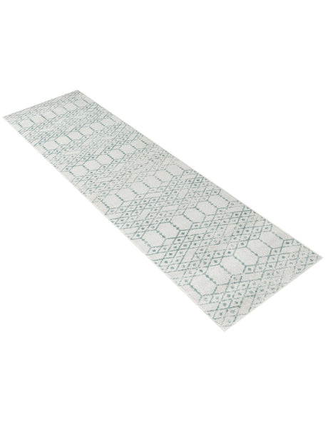Ivory Aqua 2' 11 x 13' Paxon Trellis Runner Area Rug Geometric Durable Stain Resistant Easy Clean Carpet for Modern Interior Home Decor for Sale at Rug Engine