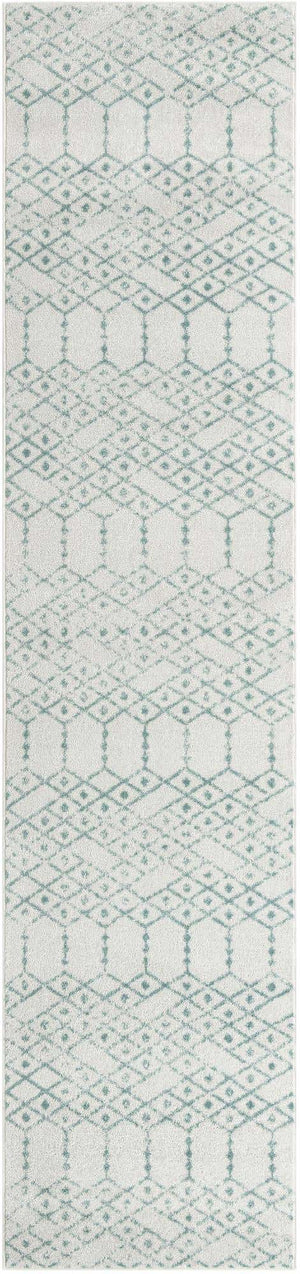Ivory Aqua 2' 11 x 13' Paxon Trellis Runner Area Rug Geometric Durable Stain Resistant Easy Clean Carpet for Modern Interior Home Decor for Sale at Rug Engine
